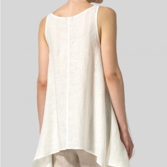 VIVID LINEN HANDKERCHIEF SLEEVELESS OFF WHITE TOP SIZE 3X - Picture 2 of 10